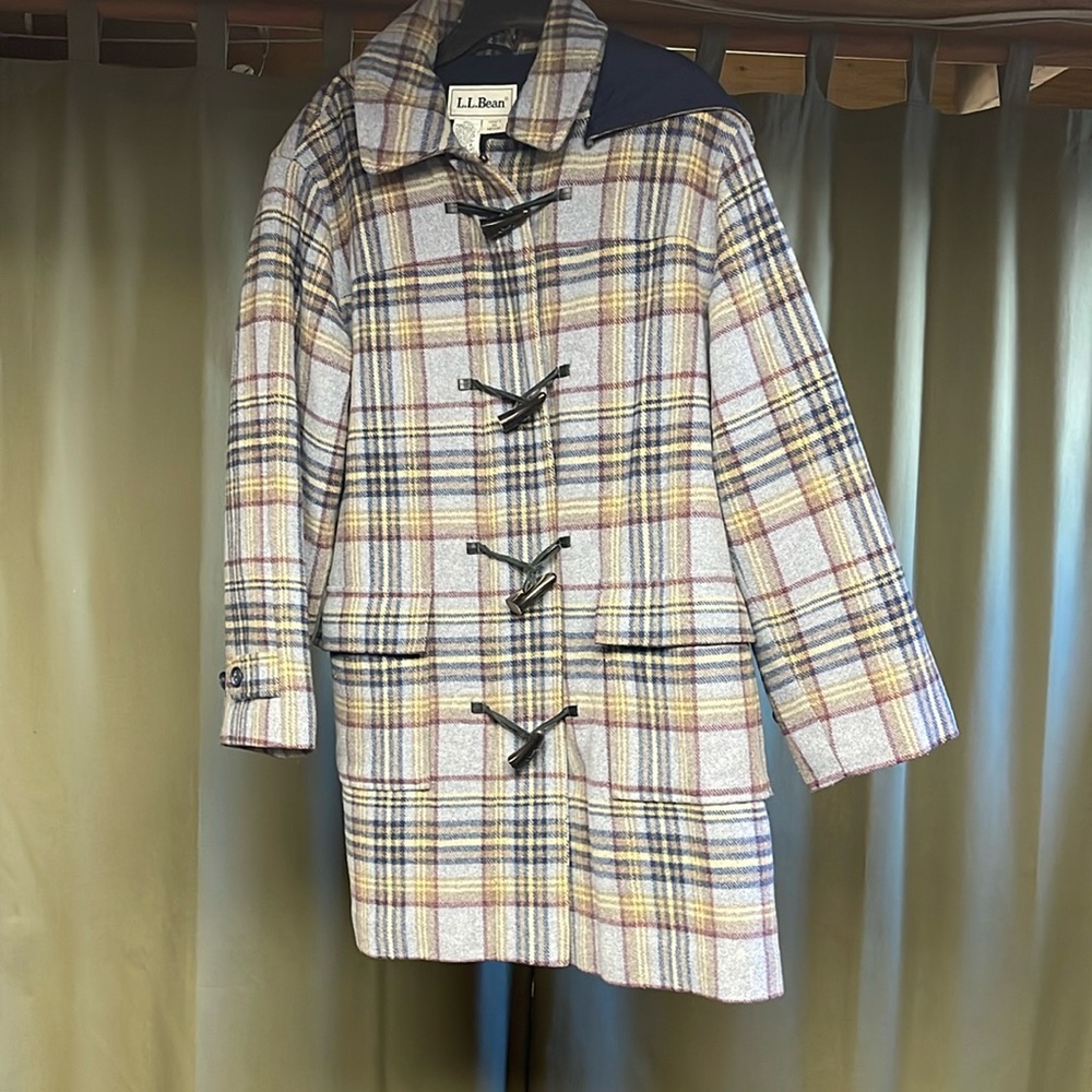 LL BEAN Hooded Wool Toggle Coat